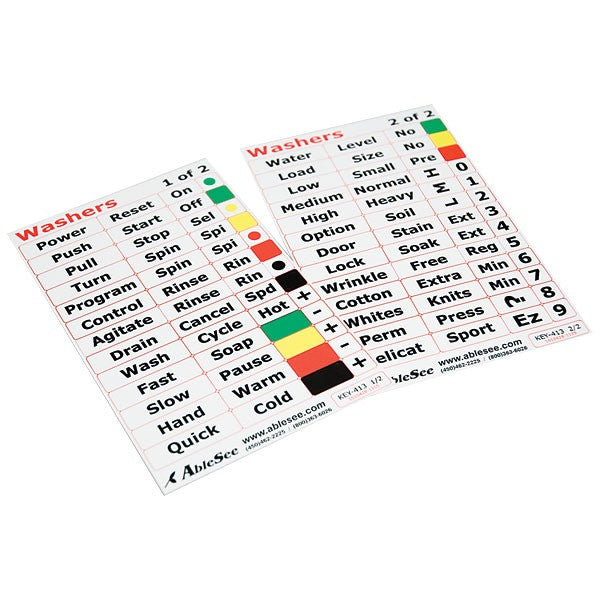 Large Print Overlays - Washing Machine